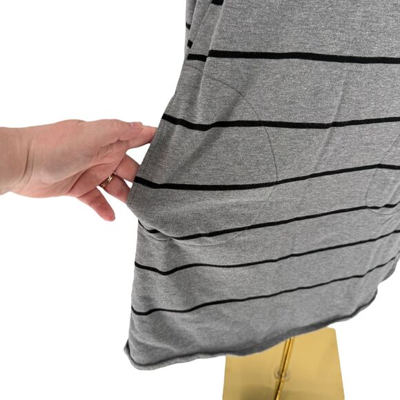 J. Jill Stripe Dress Medium TALL Gray Terry Cotton Long Sleeve Pockets Boho Warm - Picture 6 of 13